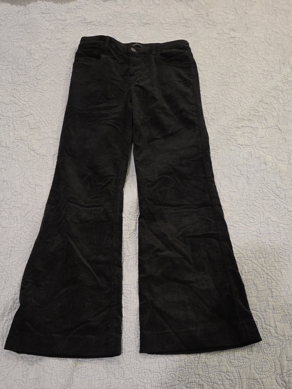 J Brand Maria High-Rise Velvet Flare Pants - Black, Size 26